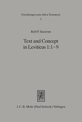 Knierim |  Text and Concept in Leviticus 1: 1-9 | eBook | Sack Fachmedien