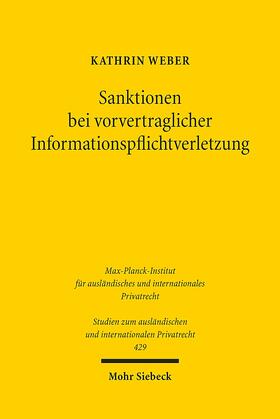 Weber |  Sanktionen bei vorvertraglicher Informationspflichtverletzung | Buch |  Sack Fachmedien