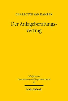 van Kampen |  Kampen, C: Anlageberatungsvertrag | Buch |  Sack Fachmedien