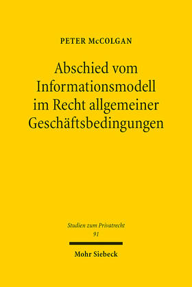 McColgan |  Abschied vom Informationsmodell im Recht allgemeiner Geschäftsbedingungen | eBook | Sack Fachmedien