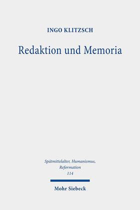 Klitzsch |  Klitzsch, I: Redaktion und Memoria | Buch |  Sack Fachmedien