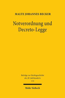 Becker |  Becker, M: Notverordnung und Decreto-Legge | Buch |  Sack Fachmedien