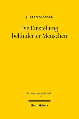 Stassek |  Stassek, J: Einstellung behinderter Menschen | Buch |  Sack Fachmedien