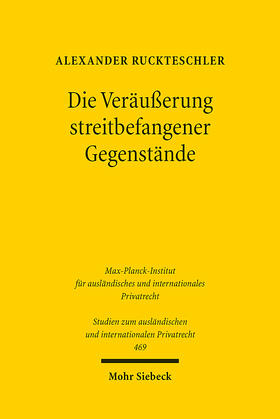 Ruckteschler |  Ruckteschler, A: Veräußerung streitbefangener Gegenstände | Buch |  Sack Fachmedien