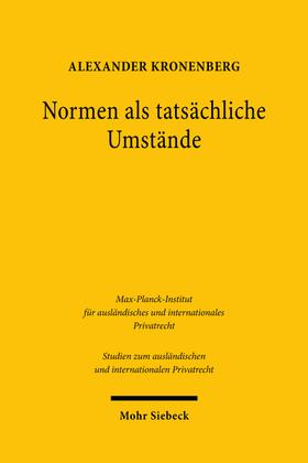 Kronenberg |  Normen als tatsächliche Umstände | Buch |  Sack Fachmedien