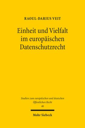 Veit |  Einheit und Vielfalt im europäischen Datenschutzrecht | eBook | Sack Fachmedien