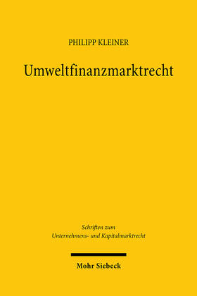 Kleiner |  Umweltfinanzmarktrecht | eBook | Sack Fachmedien