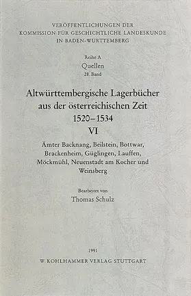  Altwürttembergische Lagerbücher VI aus der österreichischen Zeit 1520 - 1534 | Buch |  Sack Fachmedien