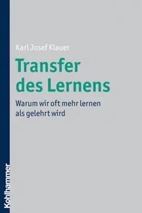 Klauer |  Transfer des Lernens | eBook | Sack Fachmedien