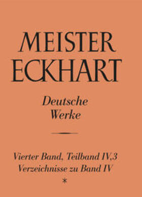 Steer |  Meister Eckhart. Deutsche Werke Band 4,3: Verzeichnisse zu Band 4 | Buch |  Sack Fachmedien