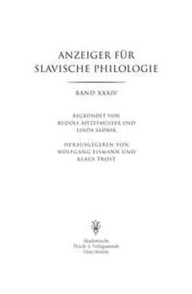 Eismann |  Anzeiger für Slavische Philologie / Anzeiger für Slavische Philologie | Buch |  Sack Fachmedien