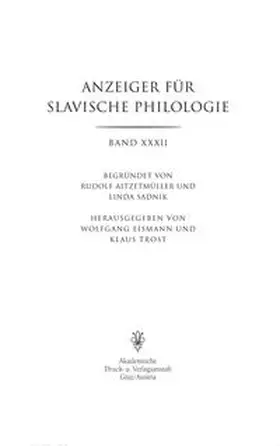 Eismann |  Anzeiger für Slavische Philologie / Anzeiger für Slavische Philologie | Buch |  Sack Fachmedien