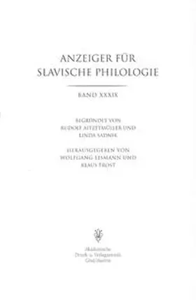 Eismann / Trost |  Anzeiger für Slavische Philologie / Anzeiger für Slavische Philologie | Buch |  Sack Fachmedien