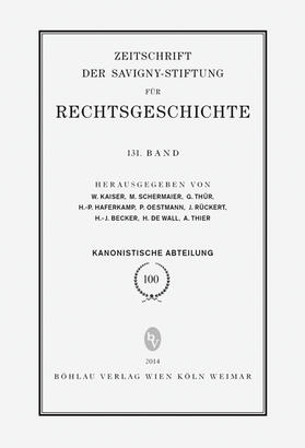 Thier / Becker / de Wall |  ZRG Kanonistische Abteilung 100. Band (2014) | Buch |  Sack Fachmedien
