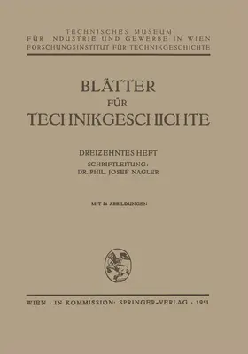 Nagler |  Blätter für Technikgeschichte | Buch |  Sack Fachmedien