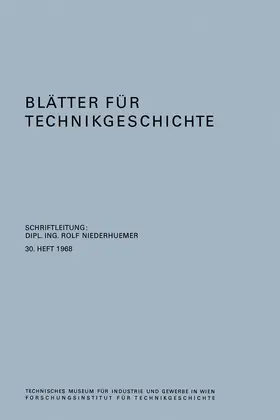 Niederhuemer |  Blätter für Technikgeschichte | Buch |  Sack Fachmedien