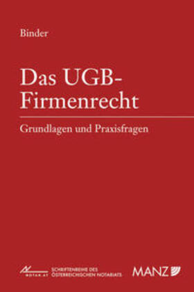 Binder |  Das UGB-Firmenrecht | Buch |  Sack Fachmedien