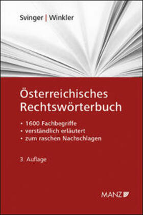 Svinger / Winkler |  Österreichisches Rechtswörterbuch | Buch |  Sack Fachmedien