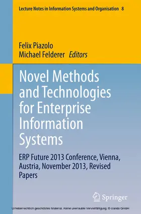 Piazolo / Felderer |  Novel Methods and Technologies for Enterprise Information Systems | eBook | Sack Fachmedien