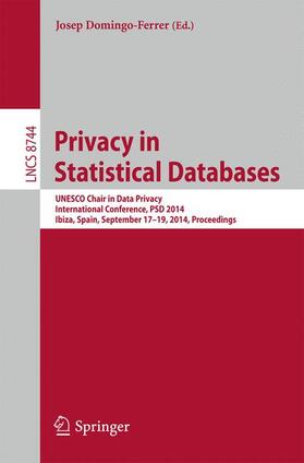 Domingo-Ferrer |  Privacy in Statistical Databases | Buch |  Sack Fachmedien