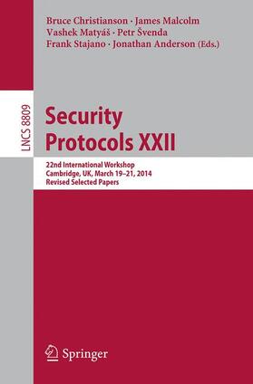 Christianson / Malcolm / Anderson |  Security Protocols XXII | Buch |  Sack Fachmedien