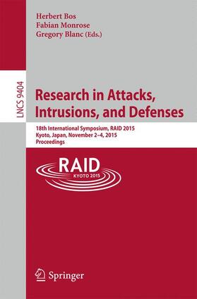 Bos / Blanc / Monrose |  Research in Attacks, Intrusions, and Defenses | Buch |  Sack Fachmedien