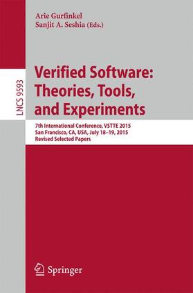 Seshia / Gurfinkel |  Verified Software: Theories, Tools, and Experiments | Buch |  Sack Fachmedien