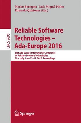Bertogna / Quiñones / Pinho |  Reliable Software Technologies ¿ Ada-Europe 2016 | Buch |  Sack Fachmedien