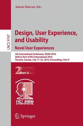 Marcus |  Design, User Experience, and Usability: Novel User Experiences | Buch |  Sack Fachmedien