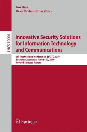 Reyhanitabar / Bica |  Innovative Security Solutions for Information Technology and Communications | Buch |  Sack Fachmedien