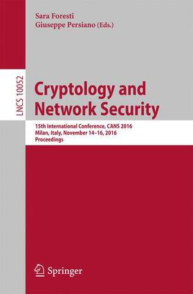 Persiano / Foresti |  Cryptology and Network Security | Buch |  Sack Fachmedien