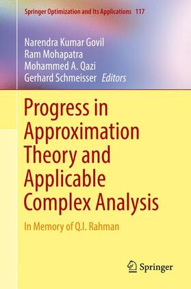 Govil / Schmeisser / Mohapatra |  Progress in Approximation Theory and Applicable Complex Analysis | Buch |  Sack Fachmedien