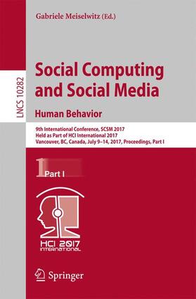 Meiselwitz |  Social Computing and Social Media. Human Behavior | Buch |  Sack Fachmedien