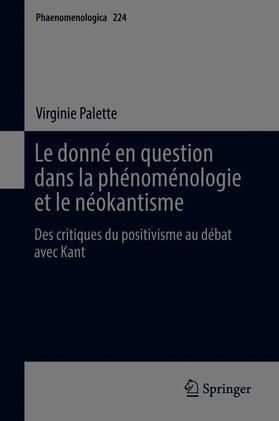 Palette |  Le donné en question dans la phénoménologie et le néokantisme | Buch |  Sack Fachmedien