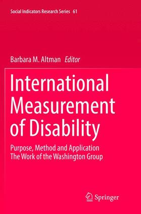 Altman |  International Measurement of Disability | Buch |  Sack Fachmedien