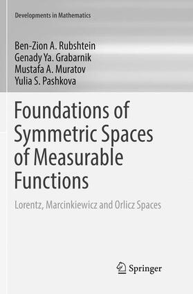 Rubshtein / Pashkova / Grabarnik |  Foundations of Symmetric Spaces of Measurable Functions | Buch |  Sack Fachmedien