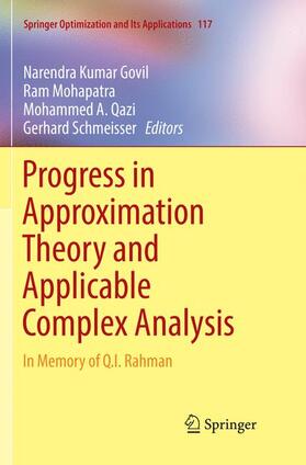 Govil / Schmeisser / Mohapatra |  Progress in Approximation Theory and Applicable Complex Analysis | Buch |  Sack Fachmedien