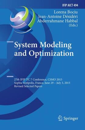 Bociu / Habbal / Désidéri |  System Modeling and Optimization | Buch |  Sack Fachmedien