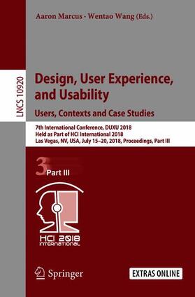 Wang / Marcus |  Design, User Experience, and Usability: Users, Contexts and Case Studies | Buch |  Sack Fachmedien