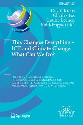 Kreps / Kimppa / Ess |  This Changes Everything ¿ ICT and Climate Change: What Can We Do? | Buch |  Sack Fachmedien