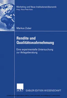 Zuber |  Rendite und Qualitätswahrnehmung | eBook | Sack Fachmedien