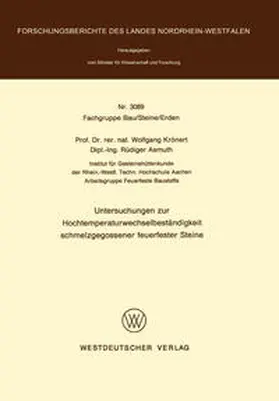Krönert | Untersuchungen zur Hochtemperaturwechselbeständigkeit schmelzgegossener feuerfester Steine | E-Book | sack.de