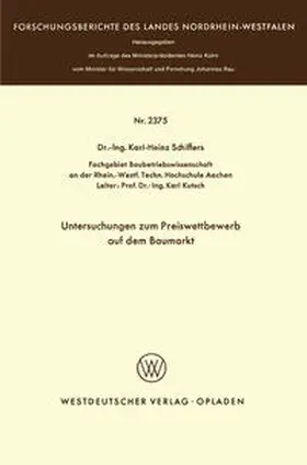 Schiffers |  Untersuchungen zum Preiswettbewerb auf dem Baumarkt | eBook | Sack Fachmedien