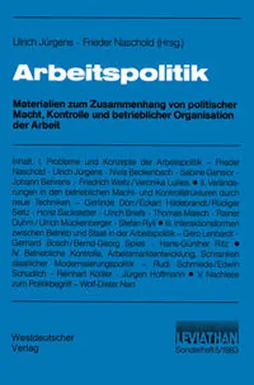 Jürgens / Naschold |  Arbeitspolitik | eBook | Sack Fachmedien