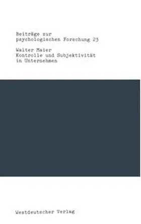 Maier |  Kontrolle und Subjektivität in Unternehmen | eBook | Sack Fachmedien