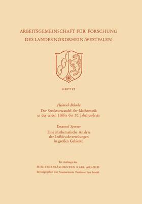 Behnke |  Der Strukturwandel der Mathematik in der ersten Hälfte des 20. Jahrhunderts. Eine mathematische Analyse der Luftdruckverteilungen in großen Gebieten | Buch |  Sack Fachmedien