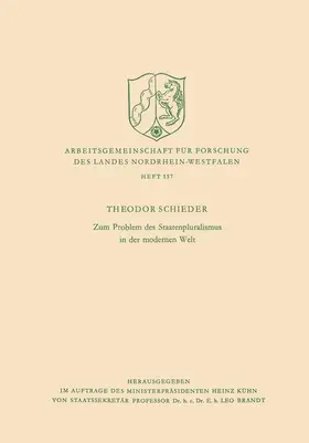 Schieder |  Zum Problem des Staatenpluralismus in der modernen Welt | Buch |  Sack Fachmedien