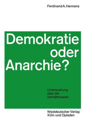 Hermens |  Demokratie oder Anarchie? | Buch |  Sack Fachmedien