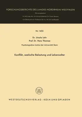 Thomae / Lehr |  Konflikt, seelische Belastung und Lebensalter | Buch |  Sack Fachmedien