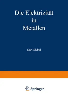 Siebel |  Die Elektrizität in Metallen | Buch |  Sack Fachmedien